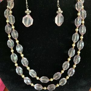 Vintage Clear Pink Lucite And Faux Pearl Opera